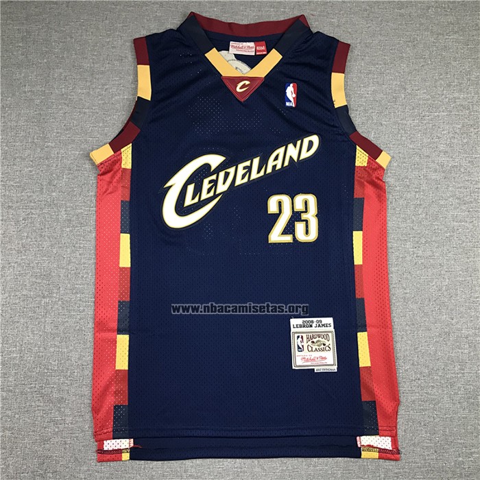 Camiseta Cleveland Cavaliers LeBron James NO 23 Mitchell & Ness 2008-09 Azul